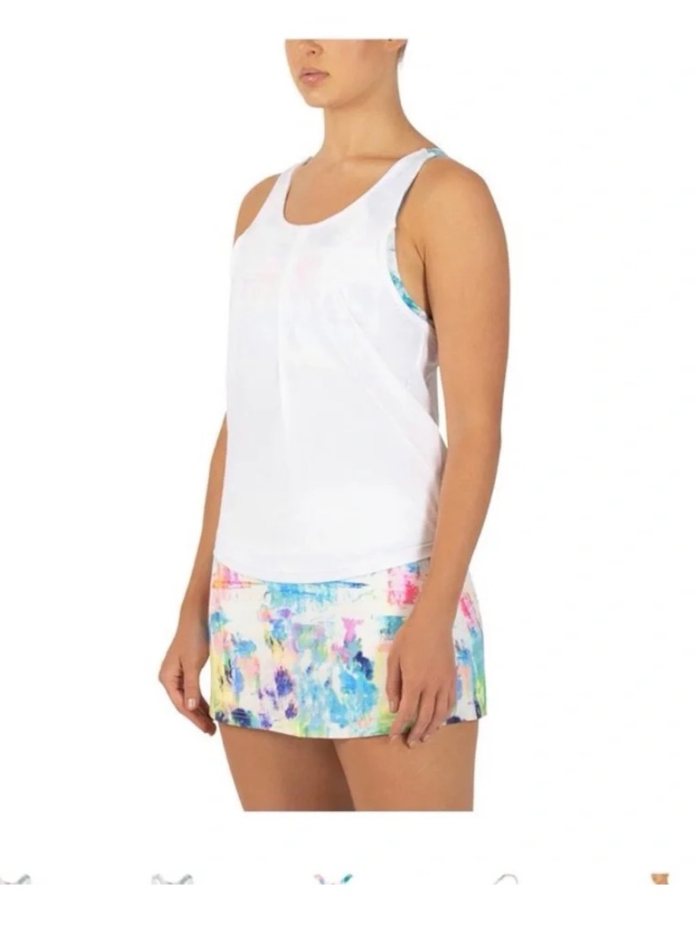 Fila tennis set- White Athletic Tank with Colorful Watercolor Skort, size s NWT